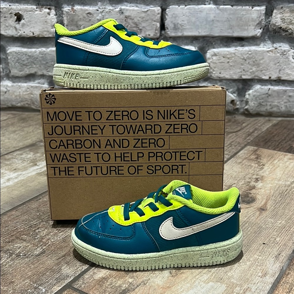 2022 Nike Force 1 Crater Next Nature TD 'Bright Spruce Volt' size 10c